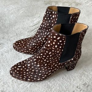 J Crew Reindeer Print Faux Hair Booties Size 9.5